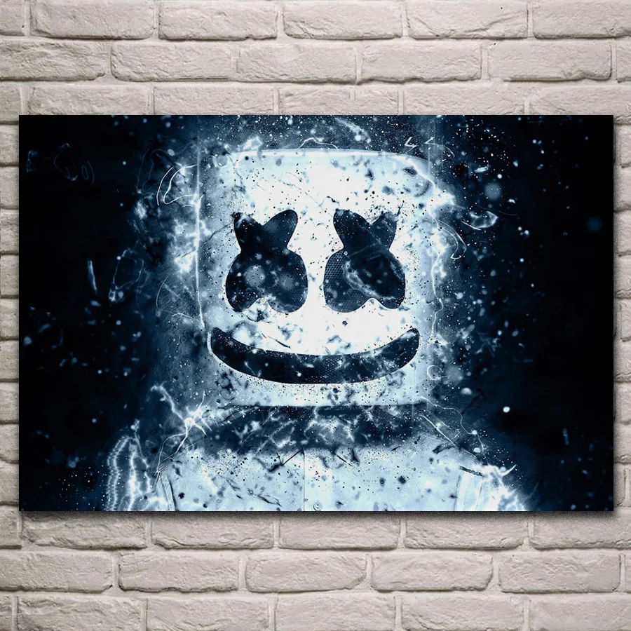 

dj marshmello mask smile fabric poster living room home wall decorative canvas silk art prints KH791