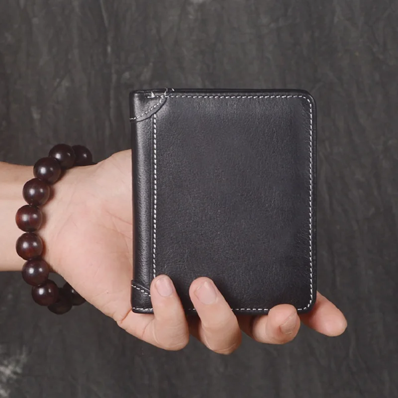

Wallet Men Credit Card Holder Leather Photo Small Mini Male Purse Genuine Leather Cowhide Billfold Hight Quality Pocket Maschio