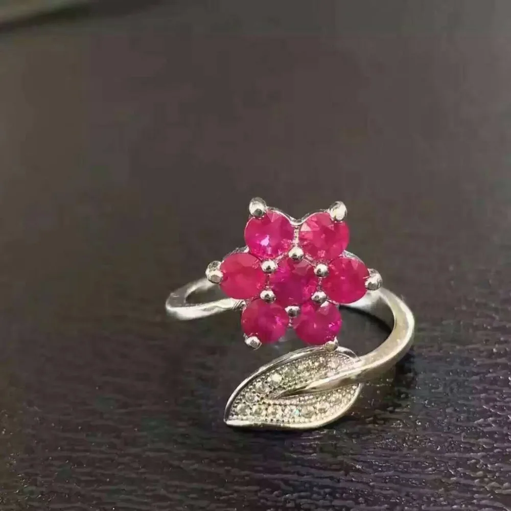 Natural red ruby Ring Natural gemstone Adjustable Ring 925 sterling