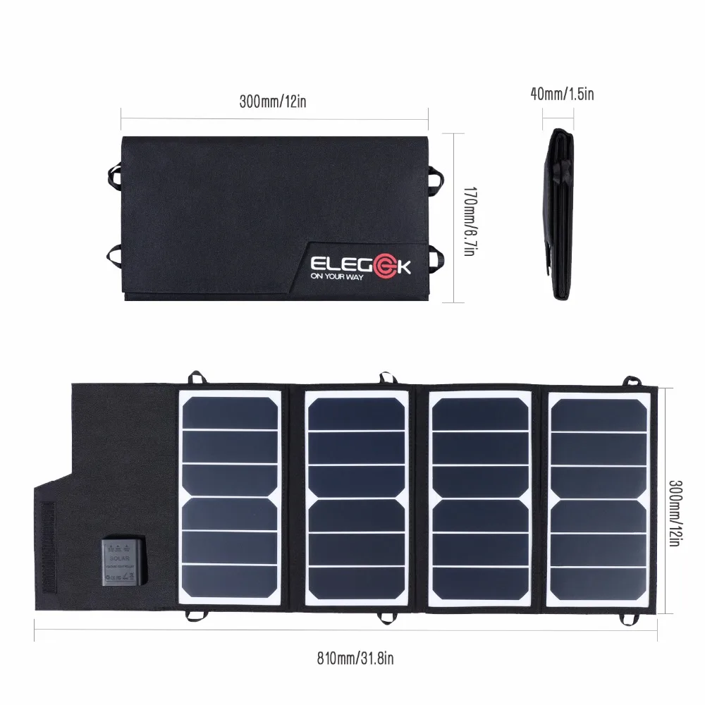 ELEGEEK Складной Водонепроницаемый 26 Вт Солнечная Панель зарядное устройство 12 В/5 В DC Солнечная Панель зарядное устройство для автомобиля батарея/Мобильный/внешний аккумулятор
