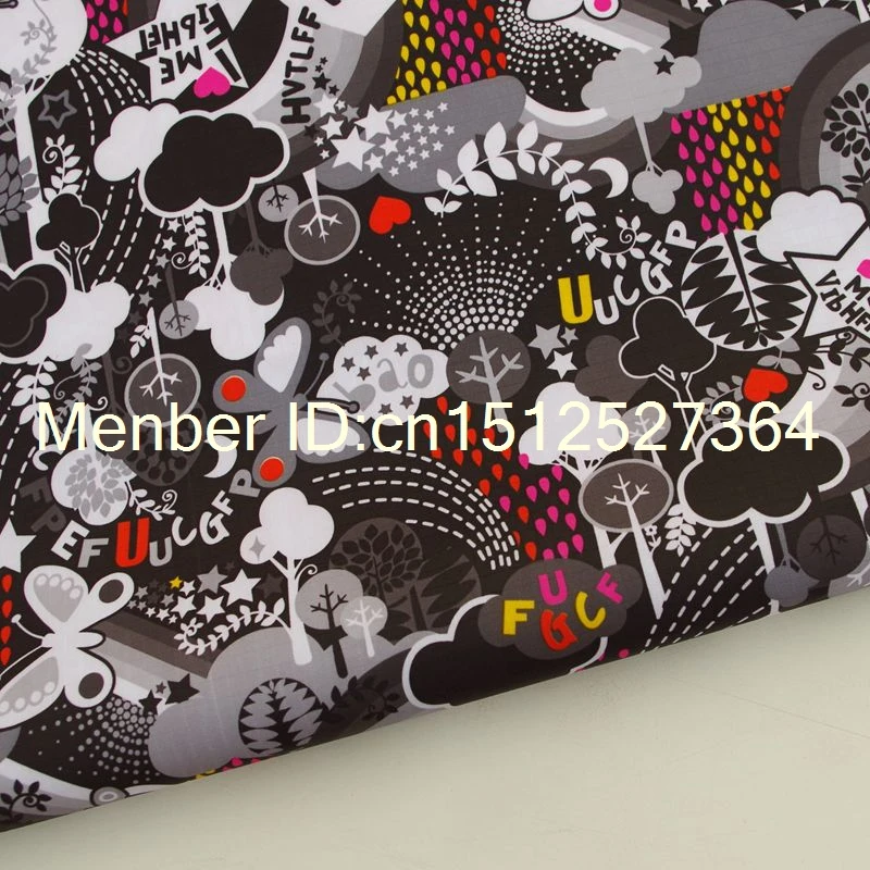 

PVC coated waterproof fabric - tree and butterfly - black (WF312)