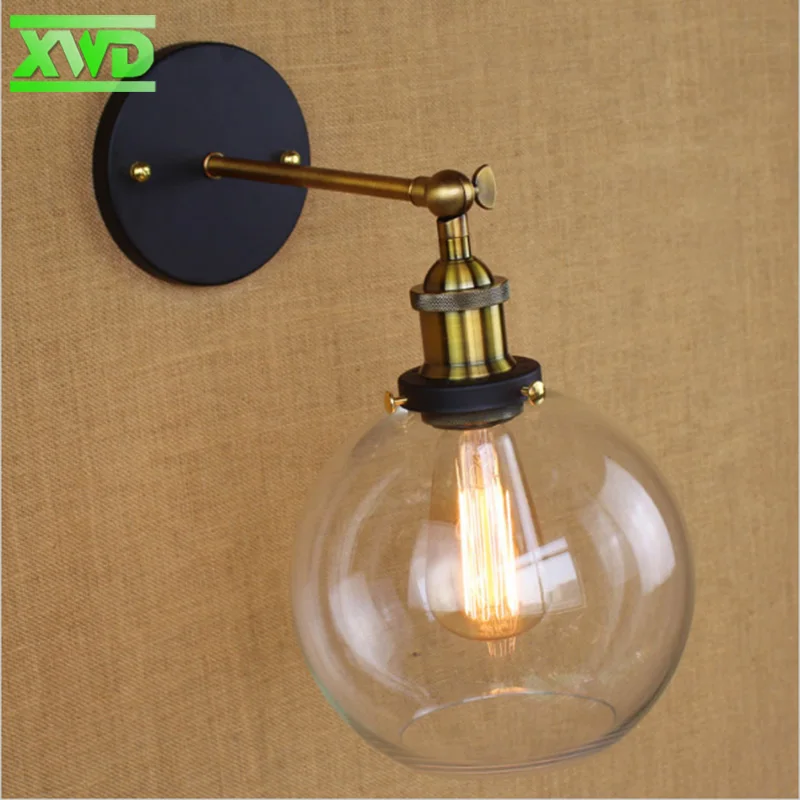 Tanie Loft Vintage przemysłowe Edison kinkiety jasne szkło magazyn ściany oprawy oświetleniowe E27 110 V 220 V lampki nocne BT50