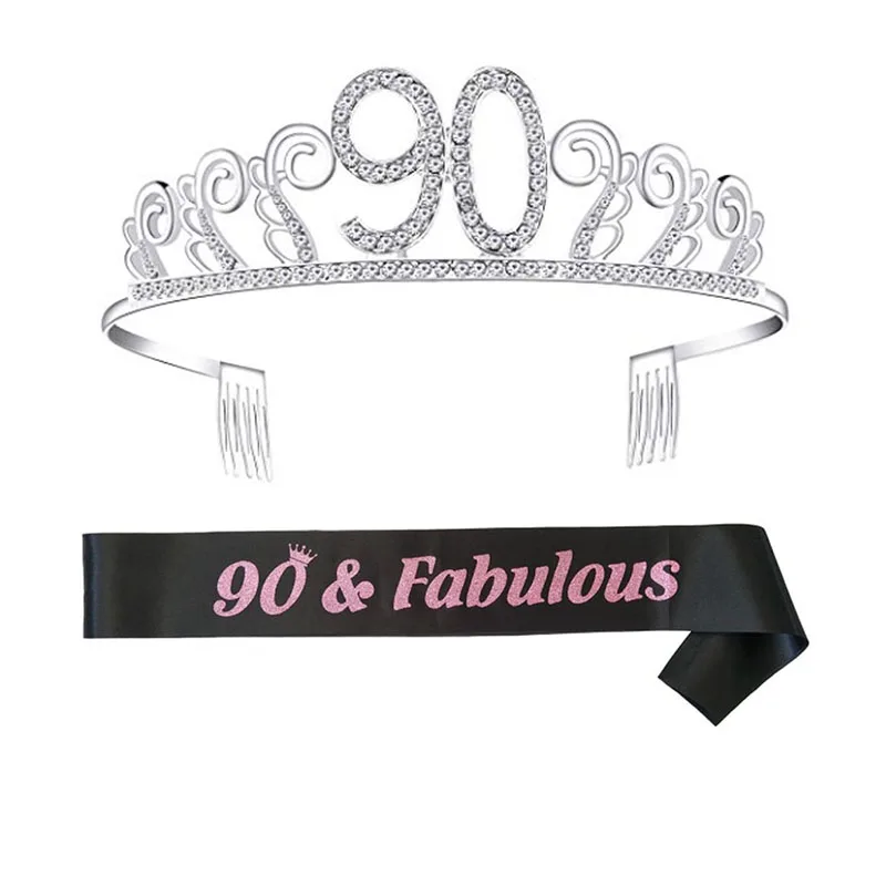 

Birthday Tiara Crown with Shoulder Strap Set for Birthday Party Supplies HUG-Deals