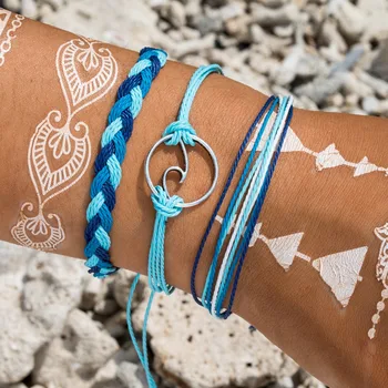 

Cuteeco 3pcs/Set Handmade Colorful Cotton Rope Surfer Bracelets Popular Boho Handmade Charm Bracelets & Bangles For Women Men