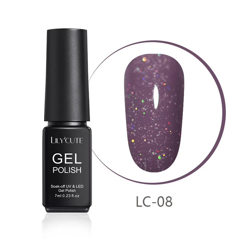 LILYCUTE 7ml Nude Glitter Gel Nail Polish Shimmer Pink Purple Soak Off UV LED Gel Polish Varnish Nail Art Lacquer - Цвет: LC-08