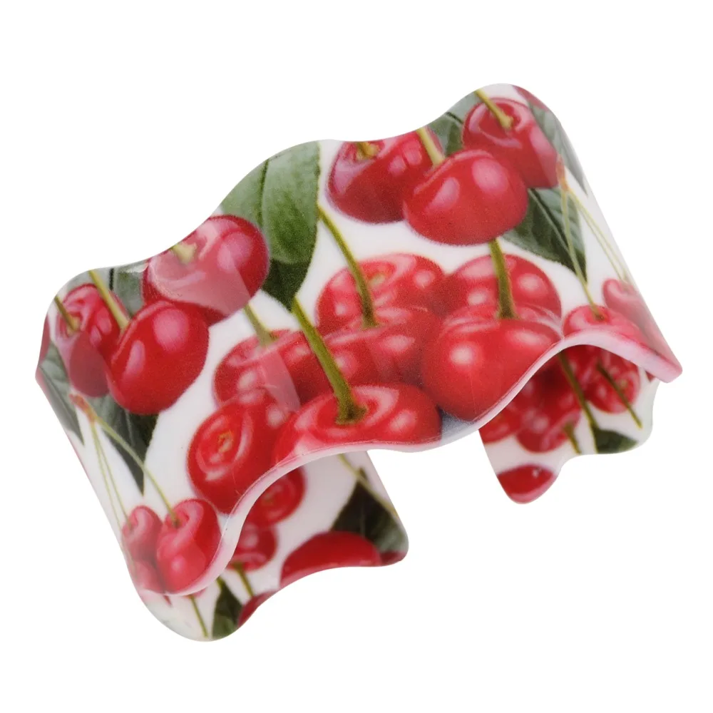 NEWEI сладкий акриловые Cherry узор широкие браслеты на запястье новости моды Фрукты
