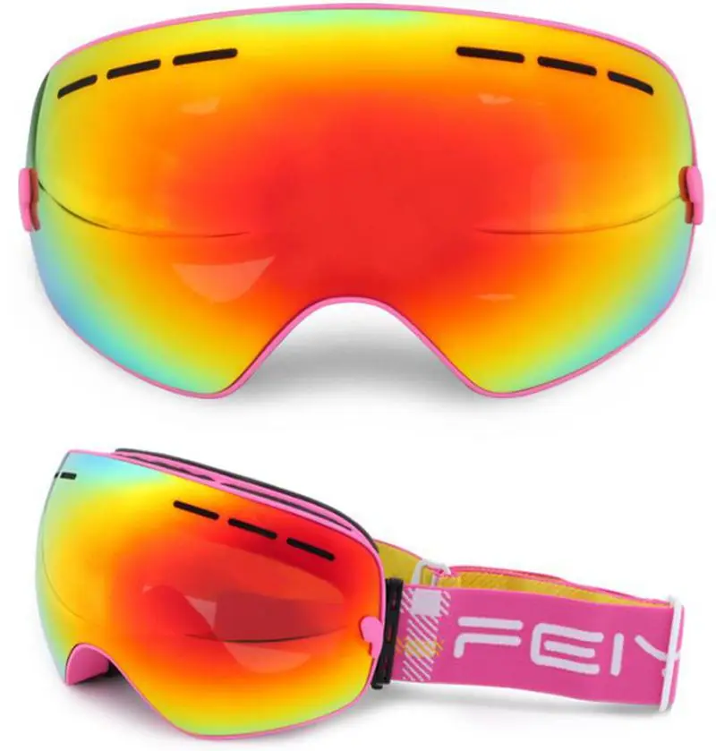 Профессиональные лыжные очки двухслойные линзы противотуманные UV400 большие лыжные очки для катания на лыжах сноуборде Мужские Женские снежные очки - Цвет: 2