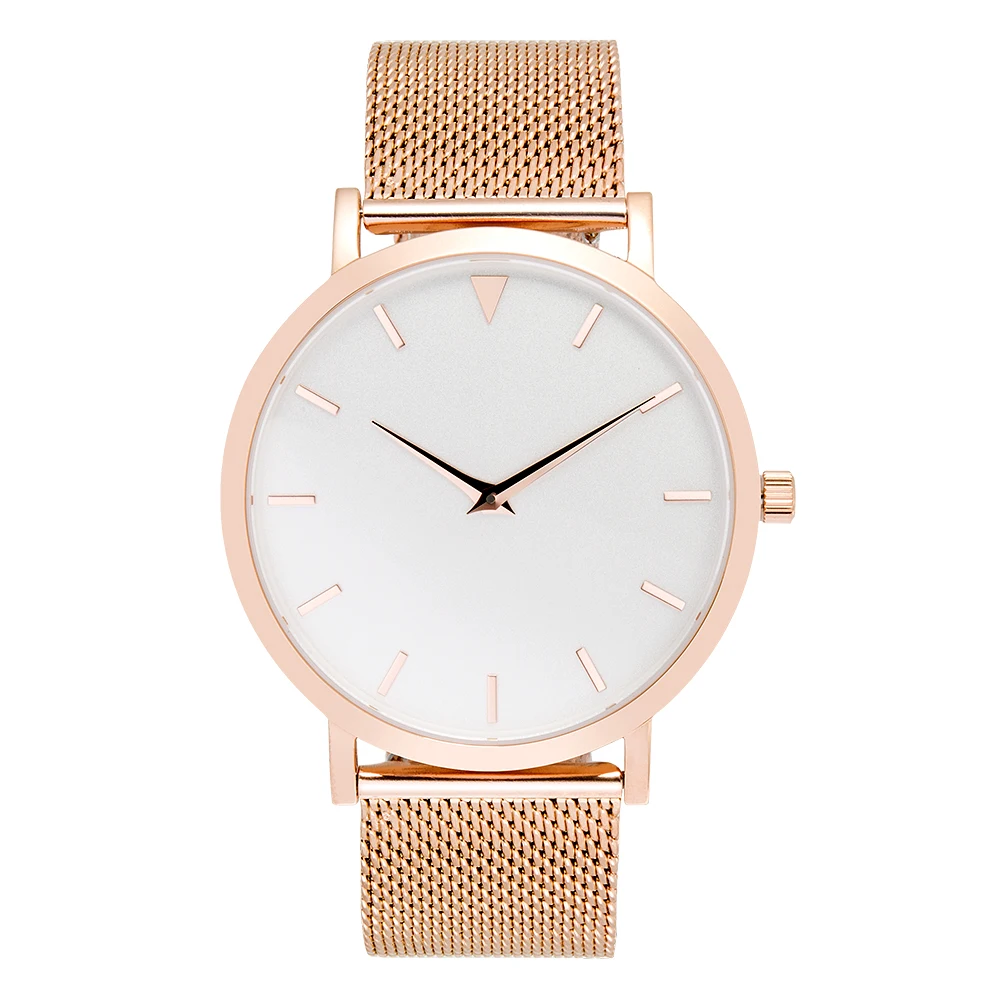 

Stainless Steel Rose Gold Case Watches, Simple Design Wristwatch, Mesh Steel Unbranded Watch