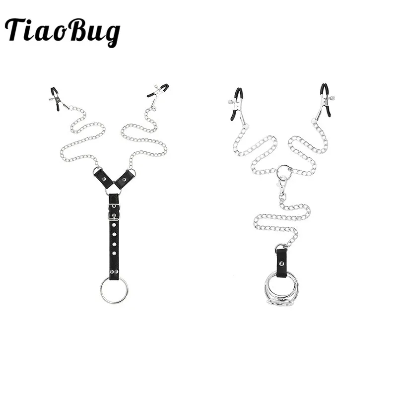Tiaobug Men Privates Nipple Clamps With Chain O Ring Bdsm Bondage Sex