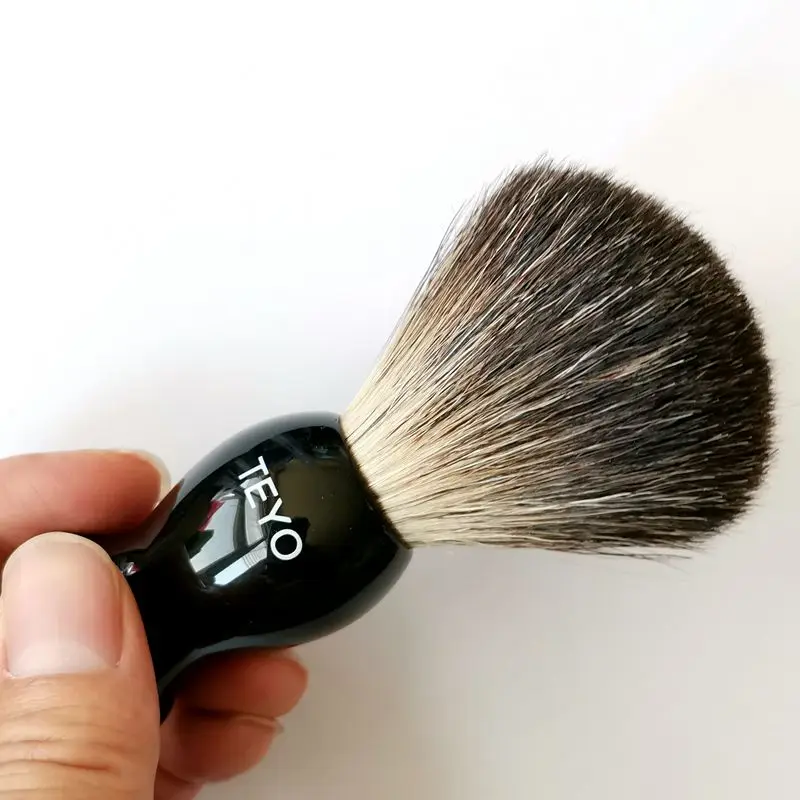 TEYO Black Badger Hair Shaving Brush of Resin Handle With Gift Box Packed Perfect for Wet Shave Safety Razor