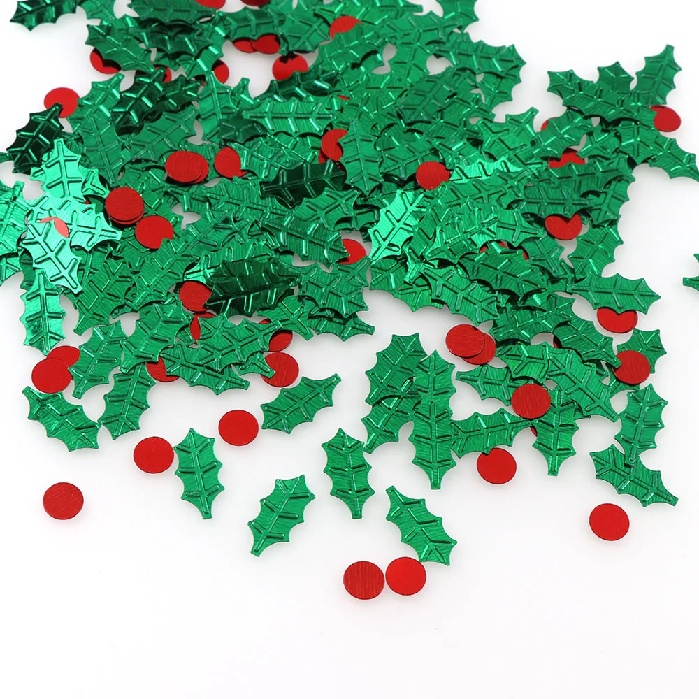 15g Mix Color Plastic Christmas Green Leaf Christmas Series Confetti ...