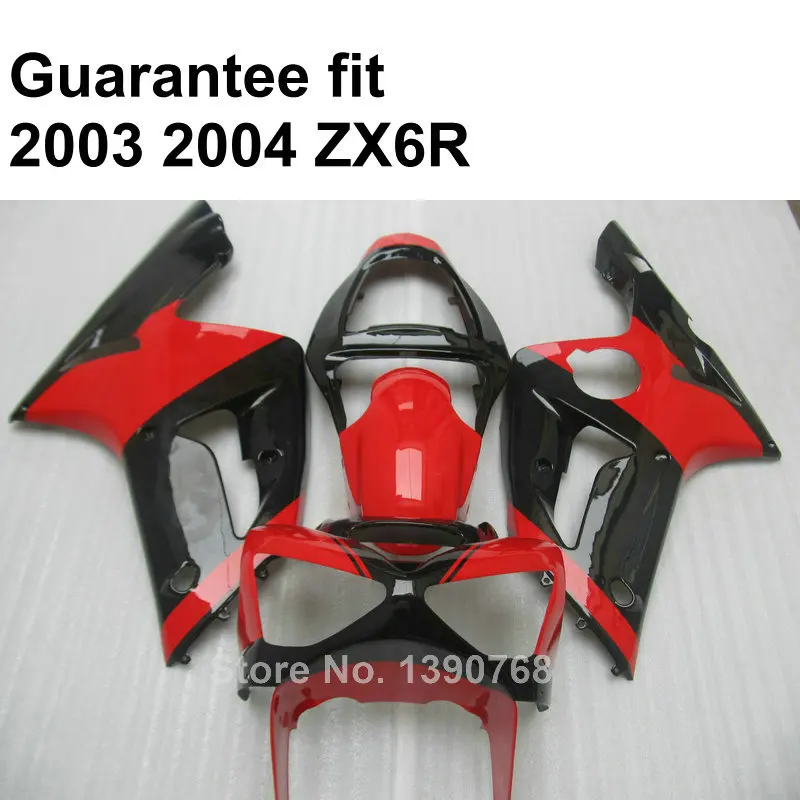 

Free Custom Fairing Kit For Kawasaki ZX6R 2003 2004 Red Black Fairings Ninja ZX 6R Fairings 636 03 04 HQ17