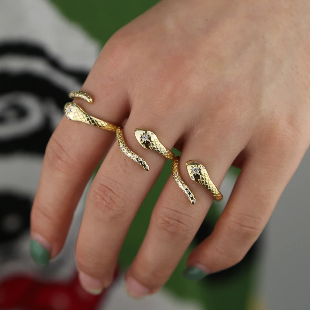 Модное регулируемое женское кольцо на палец cz starburst классическая форма змеи обертывание ювелирные изделия на палец