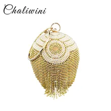 Chaliwini дизайн серебра в форме кеглей сумки жемчужные бусины в полоску, с цветочным принтом для девочек с ремешком, с кисточками, женские сумки через плечо, сумка для груза