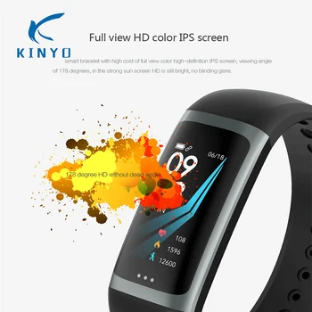 

Smartband blood pressure Monitor Blood oxygen smartwatch IPS color screen smart wristband waterproof Smart Bracelet pk mi band 3