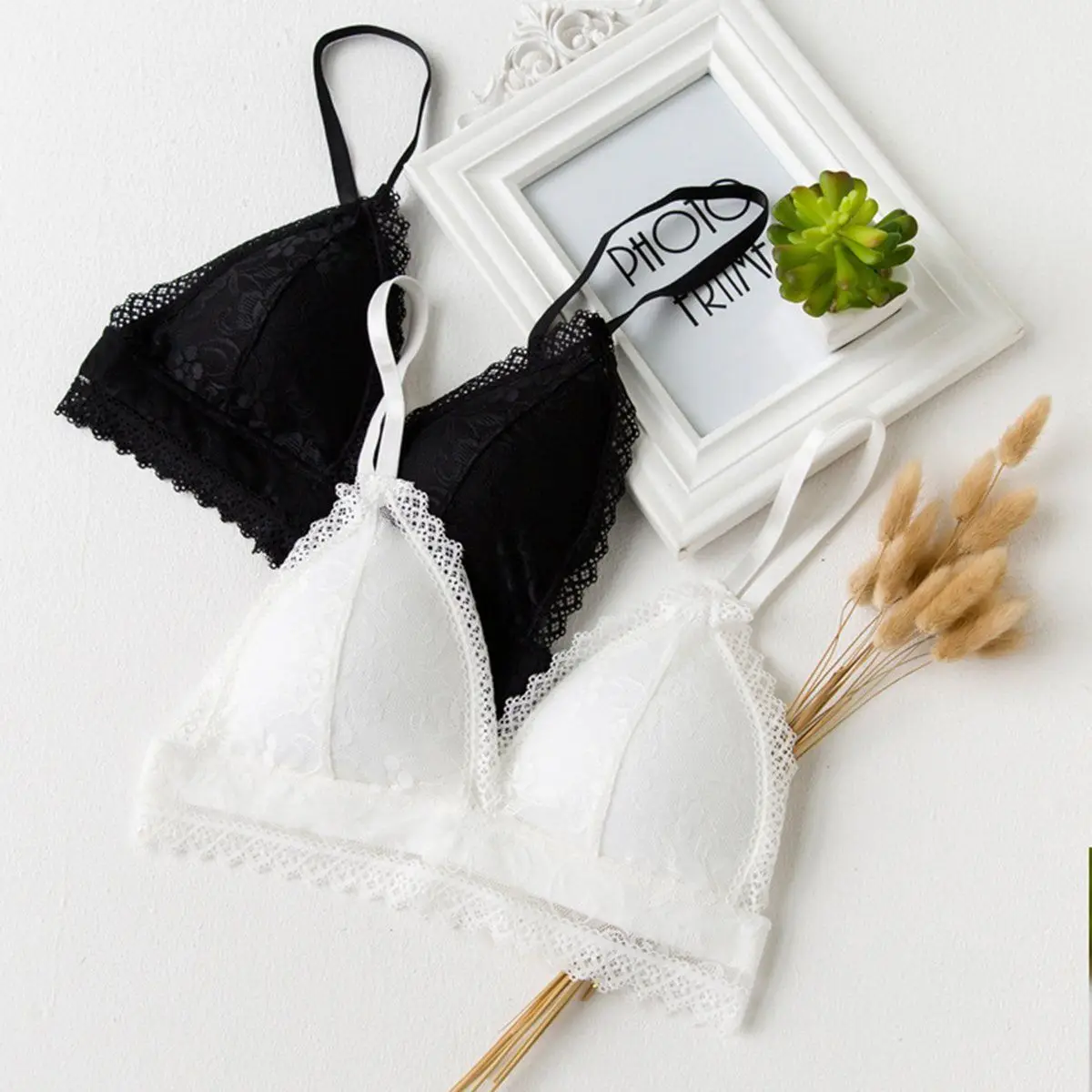 

2018 New Fashion Hot Sexy Charming Women Floral Lace Bralette Bustier Crop Top Sheer Mesh Triangle Padded Bra
