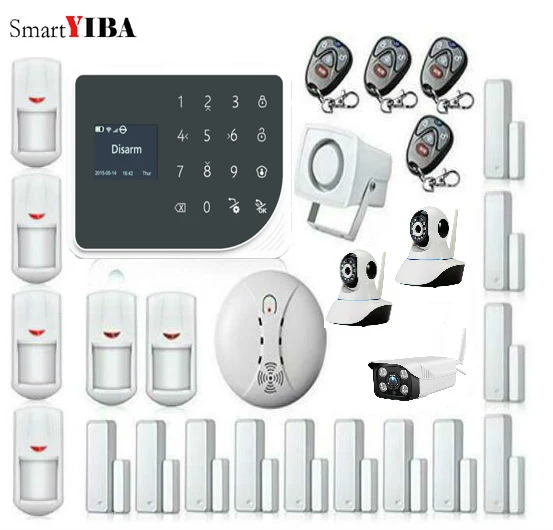 SmartYIBA Wireless Wired GSM Alarm System Wifi Burglar Alarm KIT Russian Spanish Nederland Voice Smart Socket Outdoor IP Camera SmartYIBA Wireless Wired GSM Alarm System Wifi Burglar Alarm KIT Russian Spanish Nederland Voice Smart Socket Outdoor IP Camera