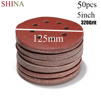 

SHINA 50pcs/set 5" 8 Hole 320 Grit Sanding Disc Random Orbit Hook & Loop Sander Sand Paper Discs Grit Sand