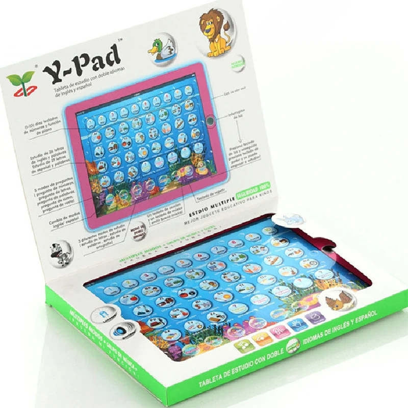 

English and Spanish Learning Children's Tablet Computer For Kinds Educational Toy Learning Machine Table Toy with Music and Ligh