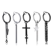 1 шт. Клипсы из нержавеющей стали серьги для женщин и мужчин Мода без уха серьга дырка тренд Простой стиль Клип корейские серьги