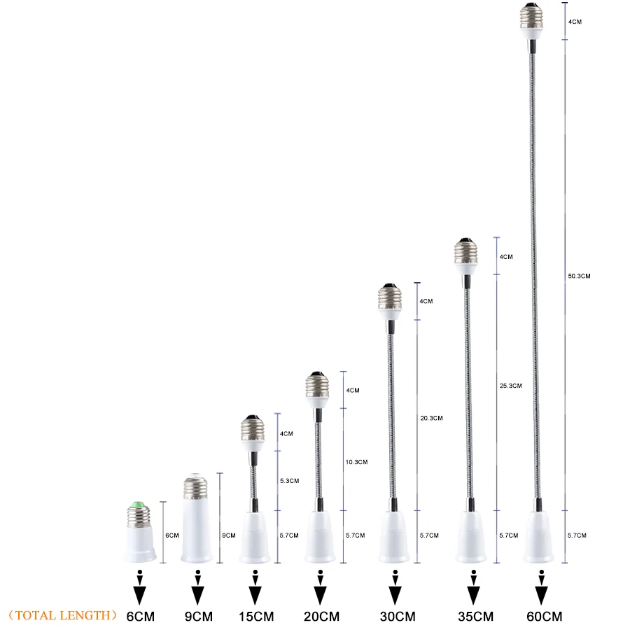 E27 to E27 Lengthen Lamp Base Lamp Holder Converter LED Light Base Socket Extension Adapter Screw 6/9/15/20/30/35/60cm lamp bulb holder lamp holder lamp base lamp socket extender socket converter led lamp base lamp socket adapter