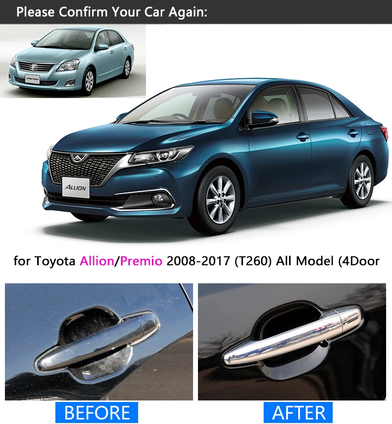 Комплект хромированной обшивки ручки для Toyota Allion премио T260 T26 2008 2009 2010 2011 2013 2014 2015