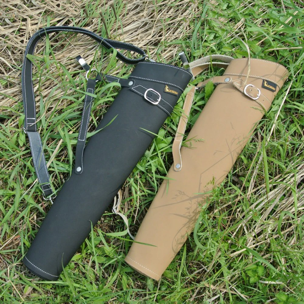Preise 52*13 cm Pfeil Köcher in Schwarz Gelb Farbe Schulter zurück Design aus Reinem Leder für bogenschießen Jagd Schießen