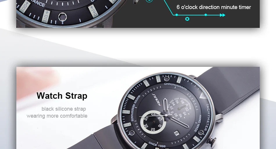 SINOBI Мужские часы хронограф Топ бренд класса люкс ультра тонкие большие циферблатные часы водонепроницаемые резиновые спортивные мужские кварцевые наручные часы