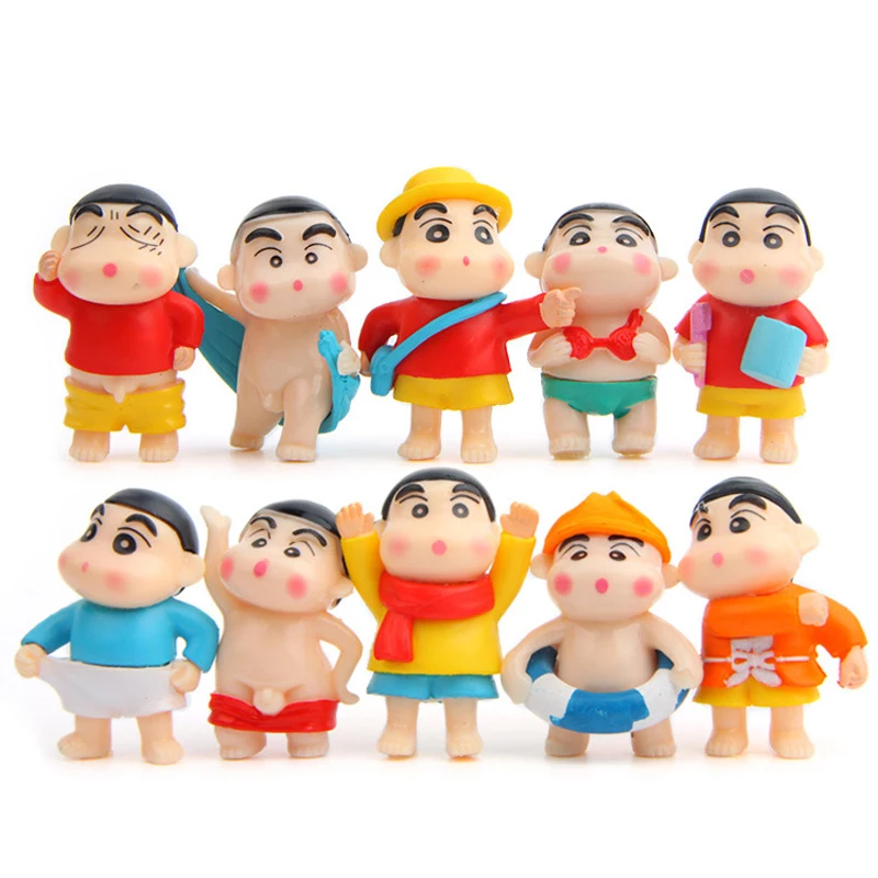 10 шт./лот Kawaii Crayon Shin-Chan игрушка из аниме купальник из pvc с рисунком из мультфильма Аниме Crayon Shin-Chan фигурка Коллекционная модель игрушки для