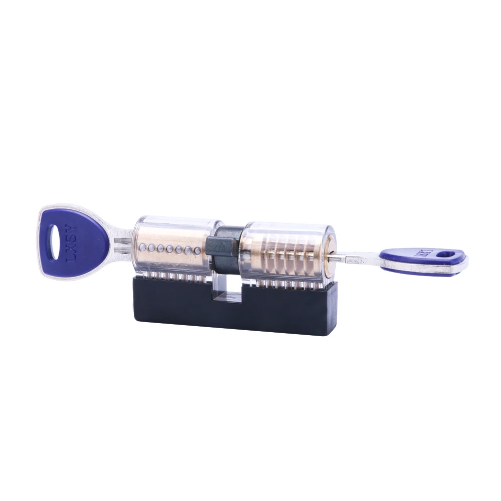Us 12 99 Transparent Crescent Lock Cutaway Inside View Of Practice Door Lock Pick Training Skill For Beginner With Black Silicone Holster In Locks