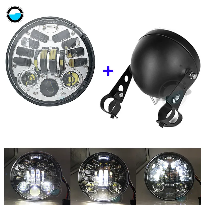 5 3/" 5,75 дюймов светодиодный фары Поворотная сигнальная лампа для Dyna Sportster 1200 883 5,75 дюймов проектор светодиодный мото фар - Цвет: NO5 Combo