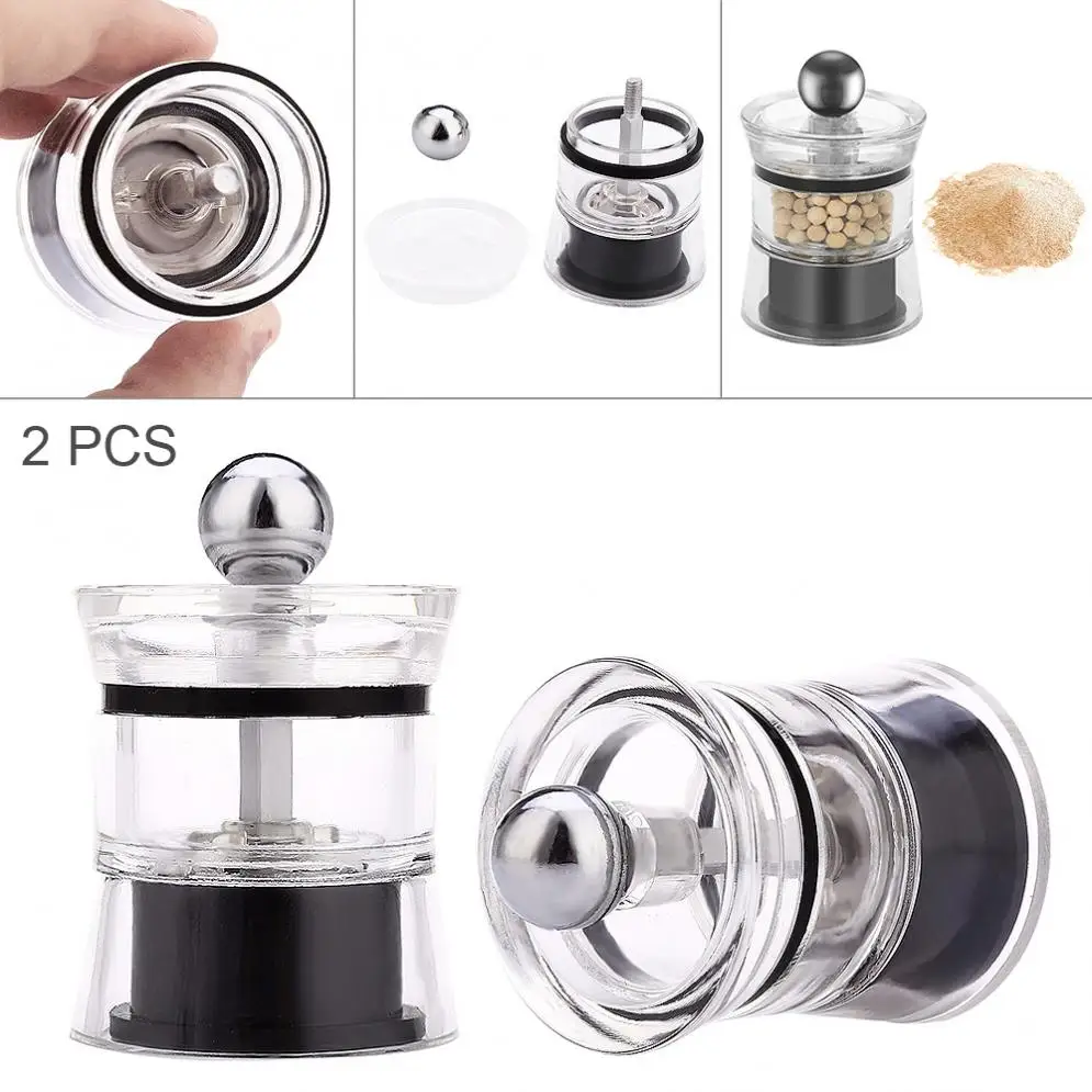 

2pcs Mini Mill with Acrylic Manual Durable Grinder for Home Cooking