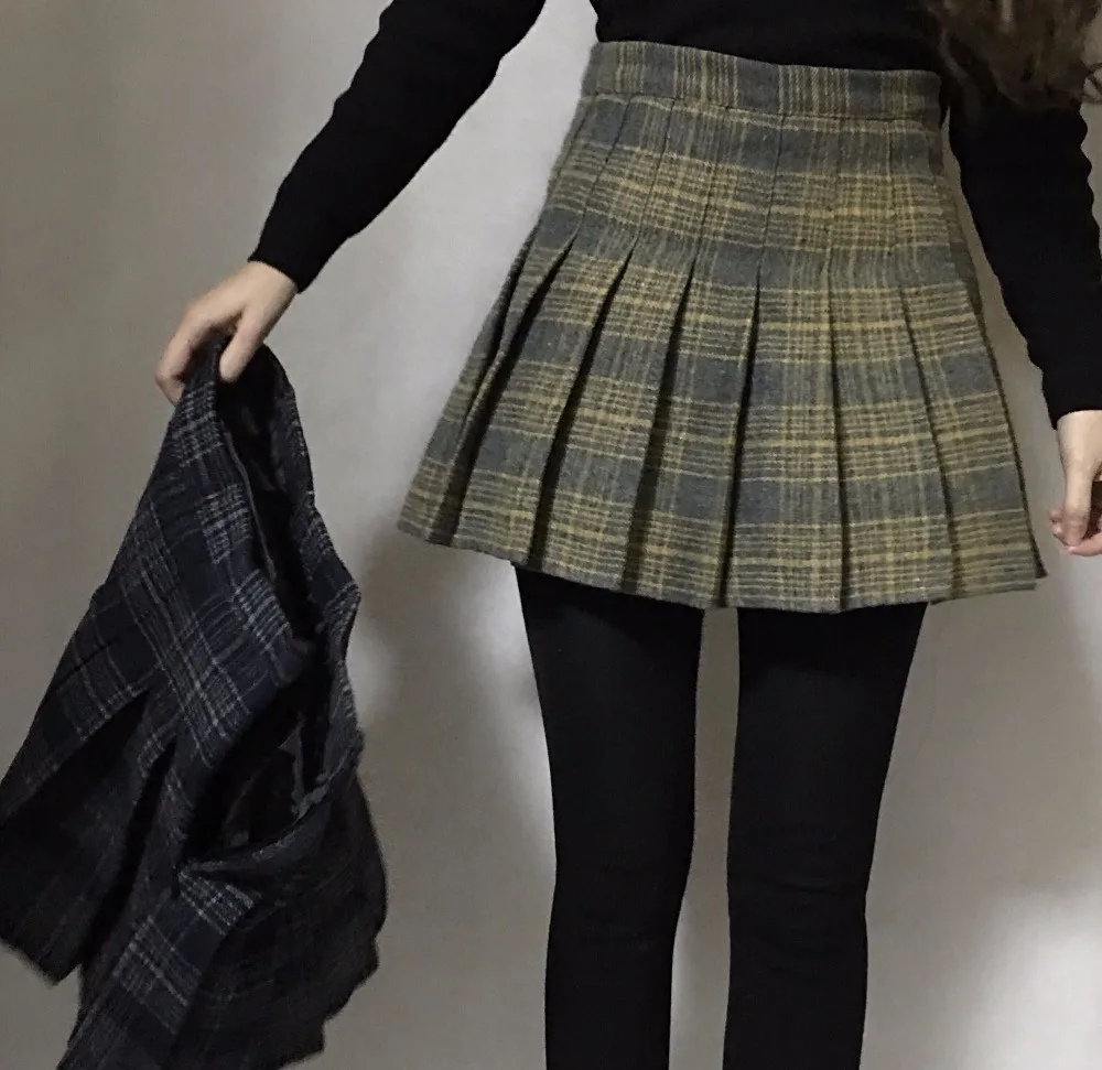 Новинка года, весенне-осенняя готическая юбка Harajuku в черно-серую клетку, шорты женская короткая юбка в складку, короткая юбка для девочек в стиле панк