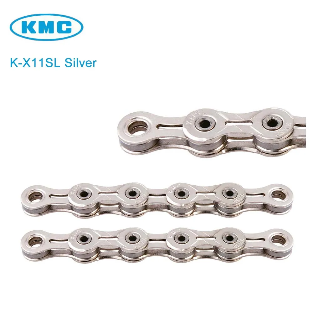 Excellent Original KMC X11SL 11 Speed Silver for Trekking 116 Links Super Light Nickel Plated 11S Chain + Missing Link 0