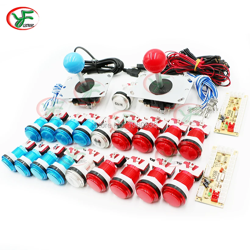 

DIY Arcade Zero Delay DIY USB Encodr To PC Raspberry Pi Arcade Kits For 4/ 8 Way Joystick 5V led Button