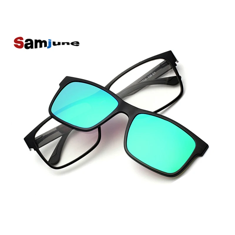 

Custom prescription myopia glasses frame pilot Eyeglasses Clip On With Polarized Lenses Mirror Reflection