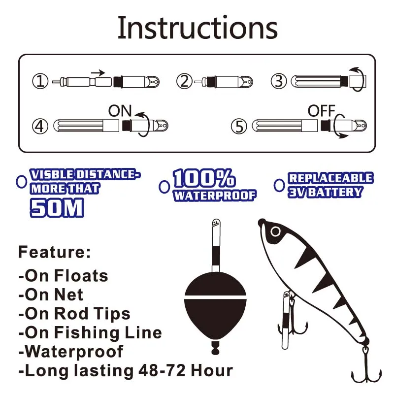 Рыболовный светильник, новая светящаяся плавающая батарея, светодиодный поплавок для темной воды, ночной рыбалки, превосходное качество