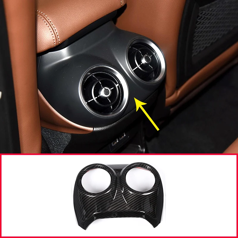 

New Carbon Fiber For Alfa Romeo Stelvio 2017 2018 ABS Plastic Rear Air Conditioning Vent Outlet Cover Trim Car Accessories
