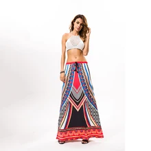 Летнее платье в тайском стиле, винтажное длинное пляжное платье с высокой талией, макси-юбка в этническом стиле с эластичной резинкой, женские юбки, халат с принтом, Femme Falda W1062