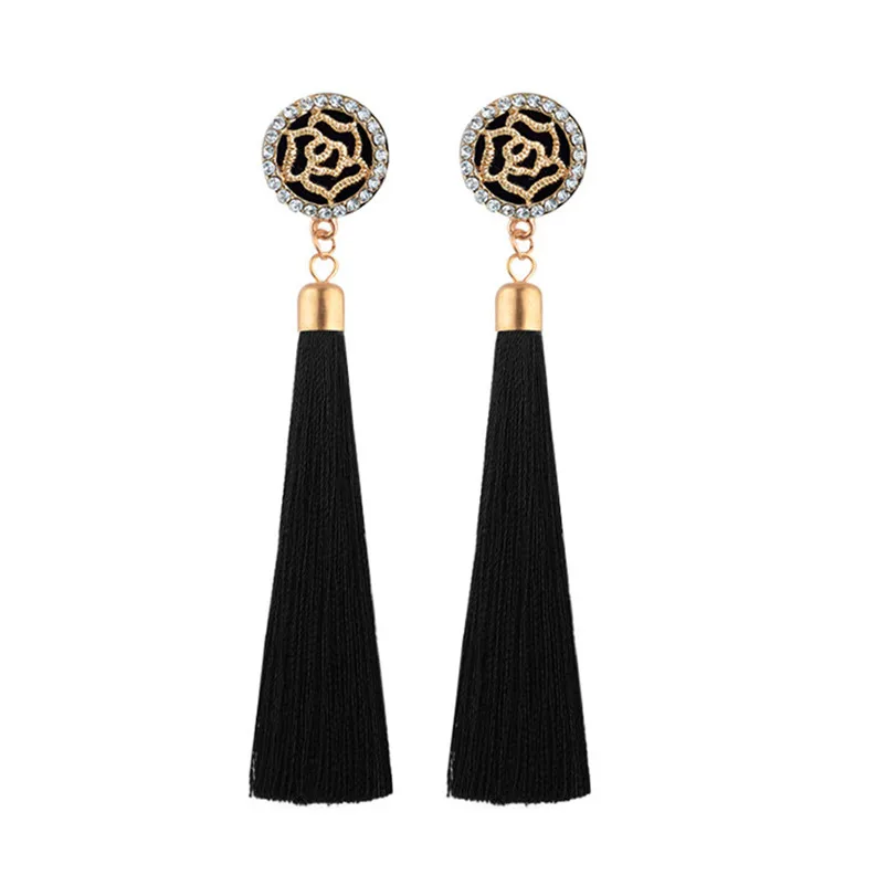 2018 Trendry Earrings for women Tassel Earrings Bohemian Long  Rose Flower Dangling Earrings Jewelry for gift Brincos J05#N (3)