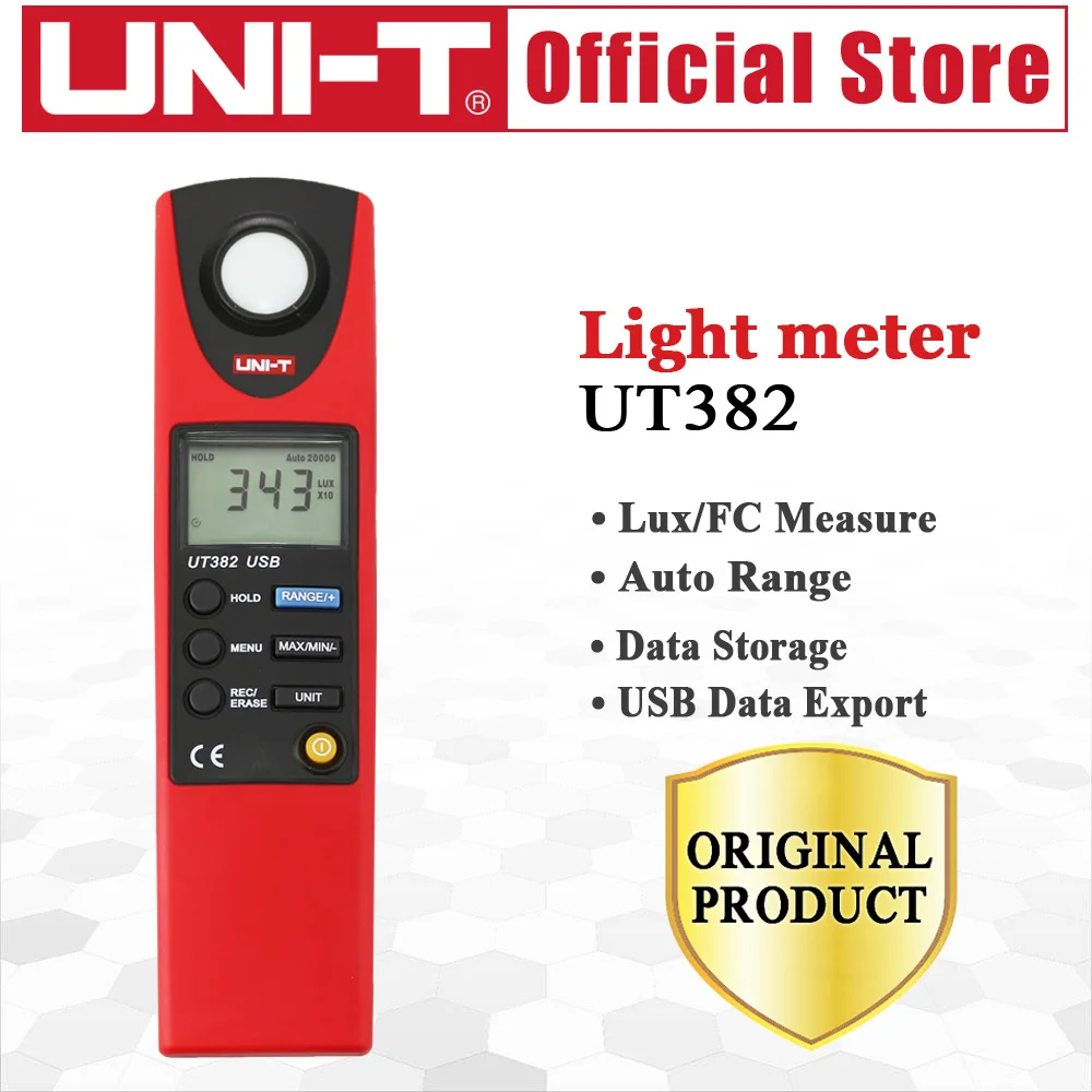UNI T UT382 Illuminometers Measurement FC & LUX Auto Range Data Logging