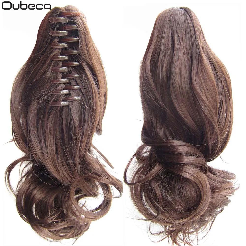 Oubeca, синтетические накладные волосы на заколках, волнистые, конский хвост, короткие, милые, толстые, волнистые, конский хвост, волосы на заколках для наращивания для женщин - Цвет: #4