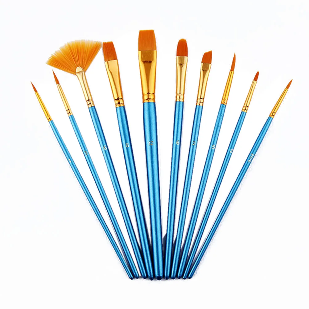 

10pcs Paint Brushes Art Set For Acrylic/Oil/Watercolor Painting Nylon Wool Blue Bar