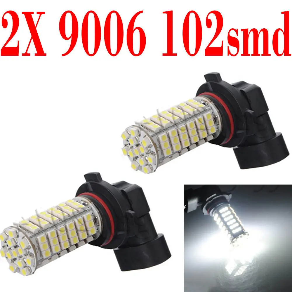 Новинка 1 пара 9005 9006 102-SMD LED 3528 Авто головной свет чисто белая Лампа 6000k DC 12V |