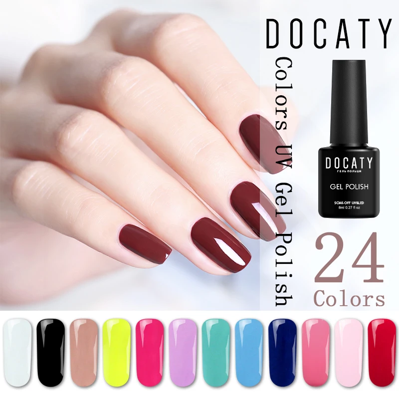 

Docaty 8ml Azure Gel Polish Gel of Nails Art Varnish Nail Polish Pure Colors Manicure Soak Off Nail Gel Polish Hybrid Varnishes