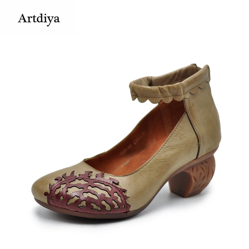 

Artdiya Original Genuine Leather Shoes Shallow Mouth Female Hollow-out Carving Comfortable Women Shoe 2018 New Style 1820-59