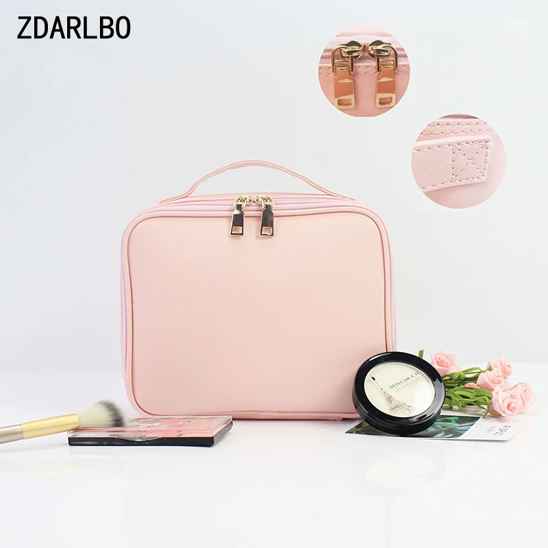 

Female Make up Bag Cross Pattern PU Women Cosmetic Bag Travel Organizer Toiletry Bags Toiletry kit Case Portable makeup box