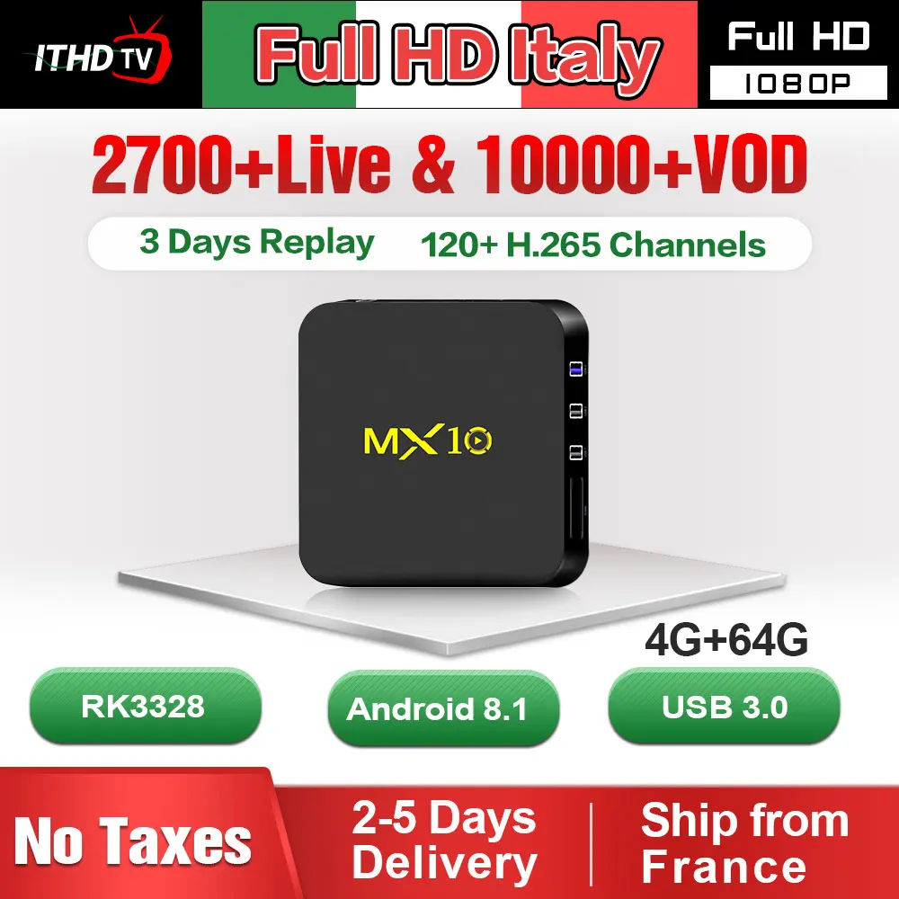 

MX10 Italy IPTV Box Italia IPTV Subscription Android 9.0 4G 64G Smart Tv Box France Arabic Turkey Spain Portugal Germany IP TV
