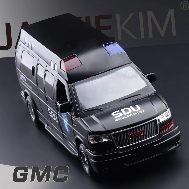 Высокая имитация изысканных литых и игрушечных транспортных средств: JACKIE KIM автомобильный Стайлинг Премиум GMC Sanava 1:32 литье под давлением MPV модель - Цвет: Police Car