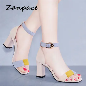 

Zanpace Summer Peep Toe Flat Sandals Gladiator Sexy Women Shoes Buckle Design Roman Sandal for Office Career High Heels Sandals